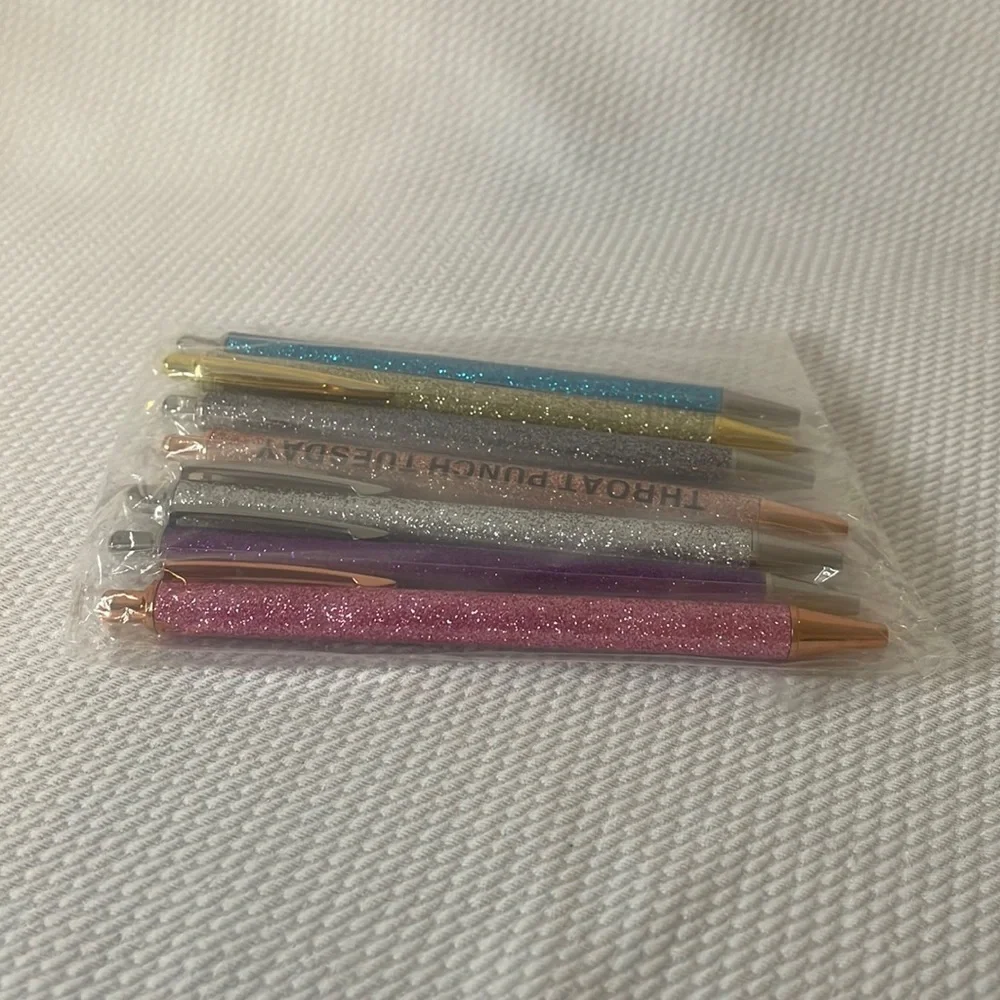 🆕💜 7 Funny Glitter Pens Set Days of the Week Sarcastic Adult Humor
